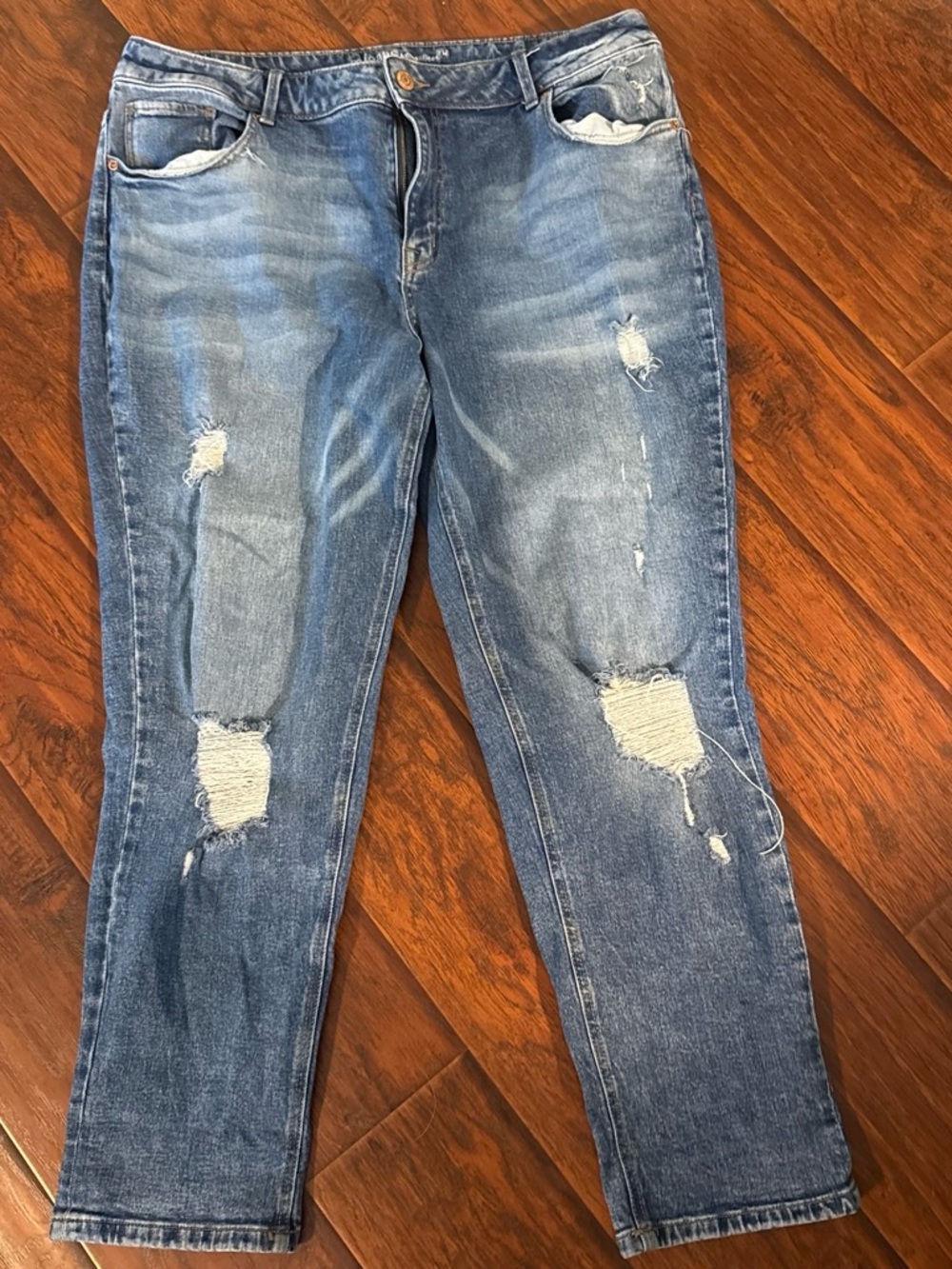 Maurices Distressed Light Blue Boyfriend Jeans